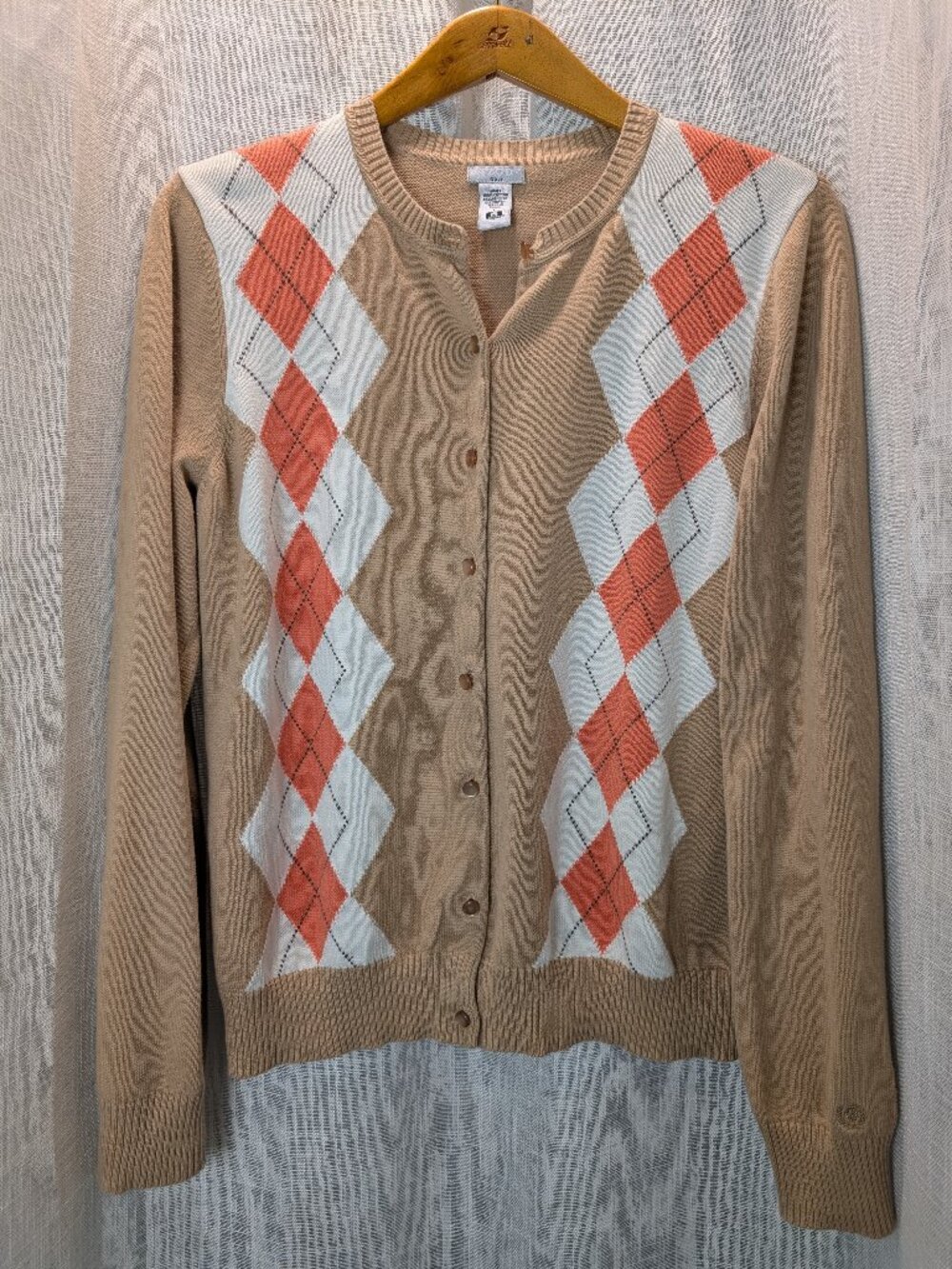 Izod Golf Argyle Cardigan Sweater